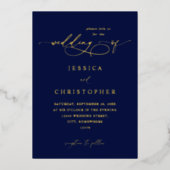 Navy & Gold Modern Calligraphy 3 Wedding Folie Uitnodiging (Voorkant)