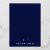 Navy & Gold Modern Calligraphy 3 Wedding Folie Uitnodiging (Achterkant)