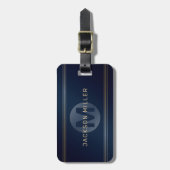 Navy gold modern, eenvoudig gepersonaliseerd monog bagagelabel (Voorkant verticaal)
