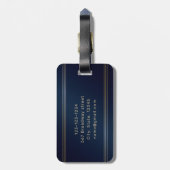 Navy gold modern, eenvoudig gepersonaliseerd monog bagagelabel (Achterkant verticaal)