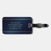 Navy gold modern, eenvoudig gepersonaliseerd monog bagagelabel (Achterkant horizontaal)