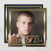 Navy Gold Monogram Afstuderen volledige pagina fot Kaart (Voorkant / Achterkant)