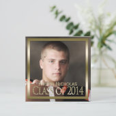 Navy Gold Monogram Afstuderen volledige pagina fot Kaart (Staand voorkant)