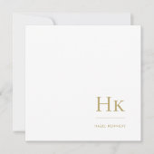 Navy Gold Monogram Eenvoudige Elegante Sociale Not Notitiekaartje (Voorkant)