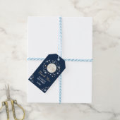 Navy Gold Moon Baby shower gunsten Twinkle Star Cadeaulabel (Met Touw)