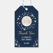 Navy Gold Moon Baby shower gunsten Twinkle Star Cadeaulabel (Voorkant)