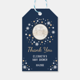 Navy Gold Moon Baby shower gunsten Twinkle Star Cadeaulabel