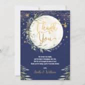Navy Gold Moon & Stars Baby shower Bedankkaart (Voorkant)