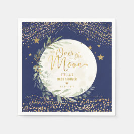 Navy Gold Moon & Stars Greenery Baby shower Servet