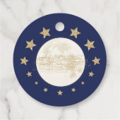 Navy Gold Moon Twinkle Little Star Baby shower Bedankjes Labels (Achterkant)