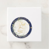 Navy Gold Moon Twinkle Little Star Baby shower Bedankjes Labels (In situ)