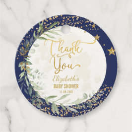 Navy Gold Moon Twinkle Little Star Baby shower Bedankjes Labels