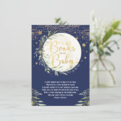 Navy Gold Moon Twinkle Star Books voor Baby Informatiekaartje (Staand voorkant)