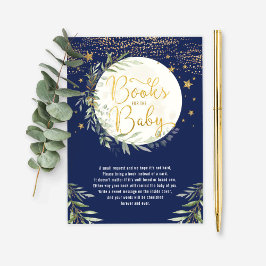 Navy Gold Moon Twinkle Star Books voor Baby Informatiekaartje
