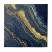 Navy & Gold Natural Marble – Luxury Ceramic Tile Tegeltje (Voorkant)