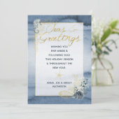 Navy & Gold Nautical Zeeen & Greetings Kerstmis Feestdagenkaart (Staand voorkant)