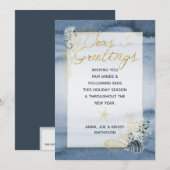 Navy & Gold Nautical Zeeen & Greetings Kerstmis Feestdagenkaart (Voorkant / Achterkant)