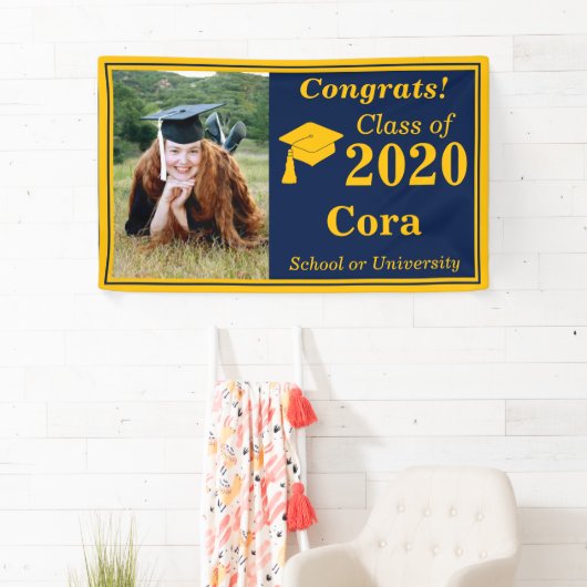 Navy Gold One fotoklasse van 2024 Afstuderen Spandoek (Insitu)