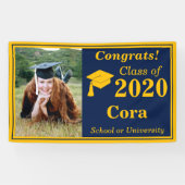 Navy Gold One fotoklasse van 2024 Afstuderen Spandoek (Horizontaal)