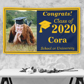 Navy Gold One fotoklasse van 2024 Afstuderen Spandoek