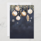 Navy Gold Ornamenten Baubles Kerstfeest Kaart (Achterkant)