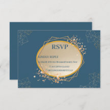 Navy Gold Oval Floral Boho