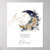 Navy gold over de maan baby shower Mom-osa bar Poster (Voorkant)