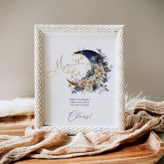 Navy gold over de maan baby shower Mom-osa bar Poster
