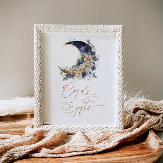 Navy gold Over the moon Kaarten en geschenken Poster