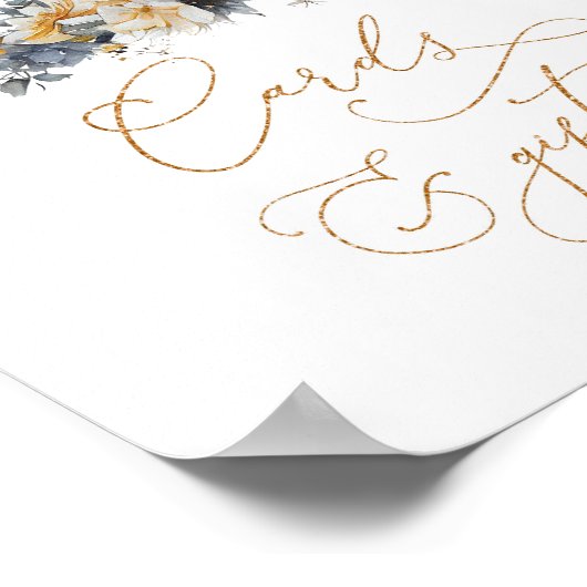 Navy gold Over the moon Kaarten en geschenken Poster (Hoek)