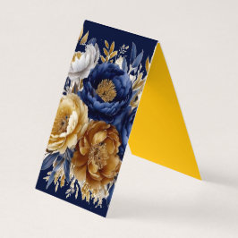 Navy Gold Painted Peony Trouwtafel Nummer Kaart