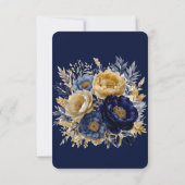 Navy Gold Painted Peony Wedding RSVP Kaarten Kaartje (Achterkant)
