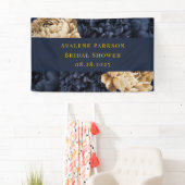 Navy Gold Painted Peony Wedding Spandoek (Insitu)