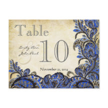Navy Gold Paisley Wedding Table Number