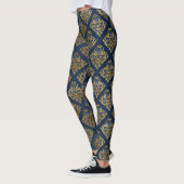NAVY GOLD Pattern leggings actief slijten (Links)