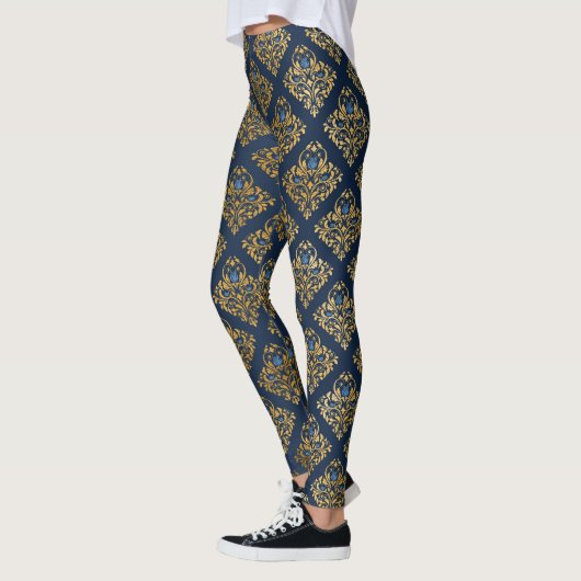 NAVY GOLD Pattern leggings actief slijten (Links)