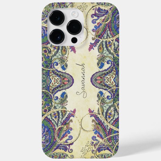 Navy Gold  Peacock Paisley Case-Mate iPhone Case (Achterkant)