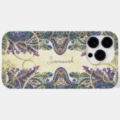 Navy Gold  Peacock Paisley Case-Mate iPhone Case (Achterkant (horizontaal))