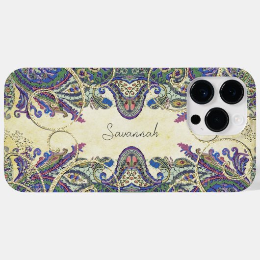 Navy Gold  Peacock Paisley Case-Mate iPhone Case (Achterkant (horizontaal))