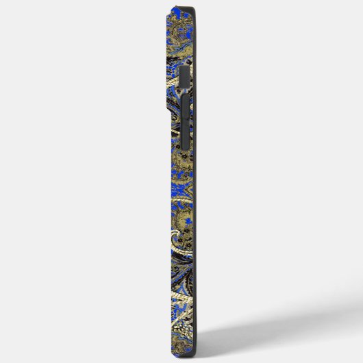 Navy Gold Peacock Paisley iPhone 4 Case (Achterkant / Links)