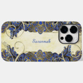 Navy Gold  Peacock Paisley iPhone 4 Case (Achterkant (horizontaal))