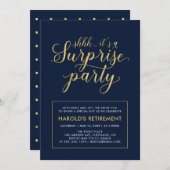 Navy & Gold | Pensioneringspartij voor moderne ond Kaart (Voorkant / Achterkant)