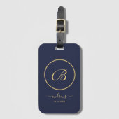 Navy Gold Personalized Signature Bagagelabel (Voorkant (verticaal))