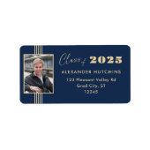 Navy Gold Photo Lijst 2025 Afstudeerder Adres Etiket (Voorkant)