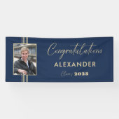 Navy Gold Photo Lijst 2025 Afstudeerfeest Spandoek (Horizontaal)