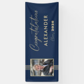 Navy Gold Photo Lijst 2025 Afstudeerfeest Spandoek (Verticaal)