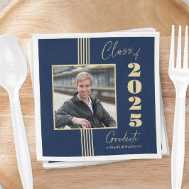Navy Gold Photo Lijst 2025 Afstuderen Servet