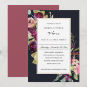 NAVY GOLD PINK RED ROSE FLORA VRIJGEZELLENFEEST IN BEDANKKAART (Voorkant / Achterkant)