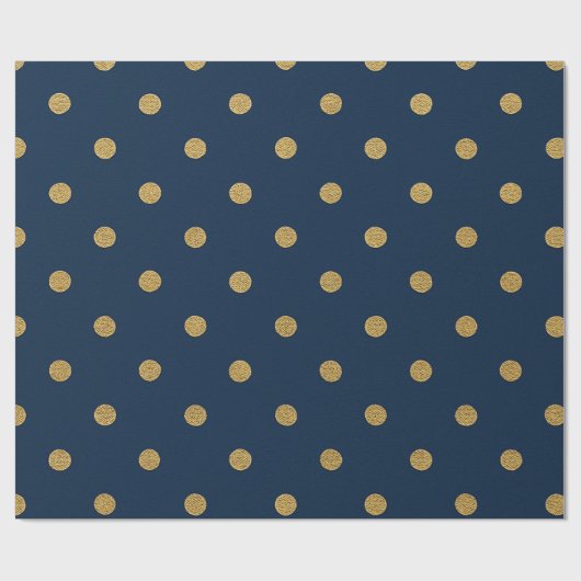 Navy & Gold Polka Dot Elegant Cadeaupapier (Vlak)