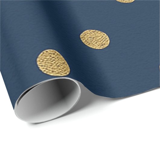 Navy & Gold Polka Dot Elegant Cadeaupapier (Rol Hoek)